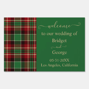 green red black scottish celtic tartan wedding sign