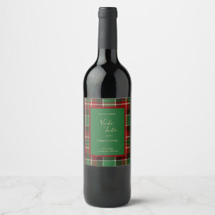 green red black scottish celtic tartan wedding wine label