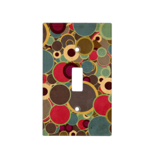 Green Red Blue Circles Mid-Century Modern Pattern Light Switch Cover
