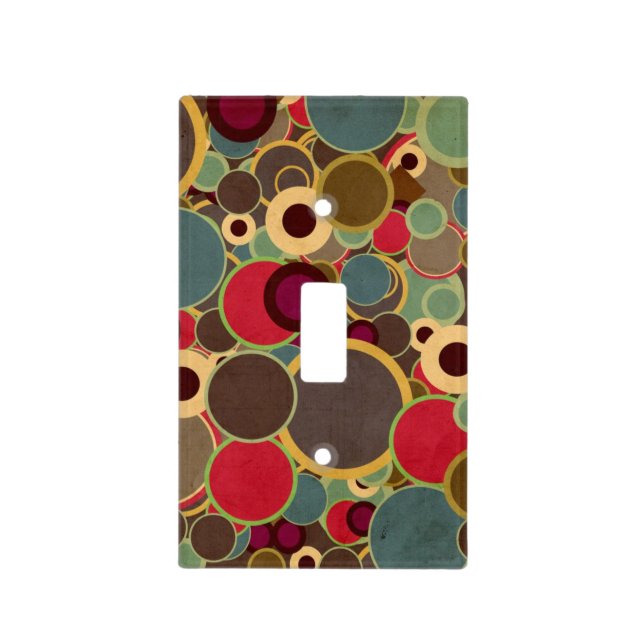 Green Red Blue Circles Mid-Century Modern Pattern Light Switch Cover (Front)