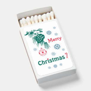 Green Red Blue Merry Christmas Matchboxes