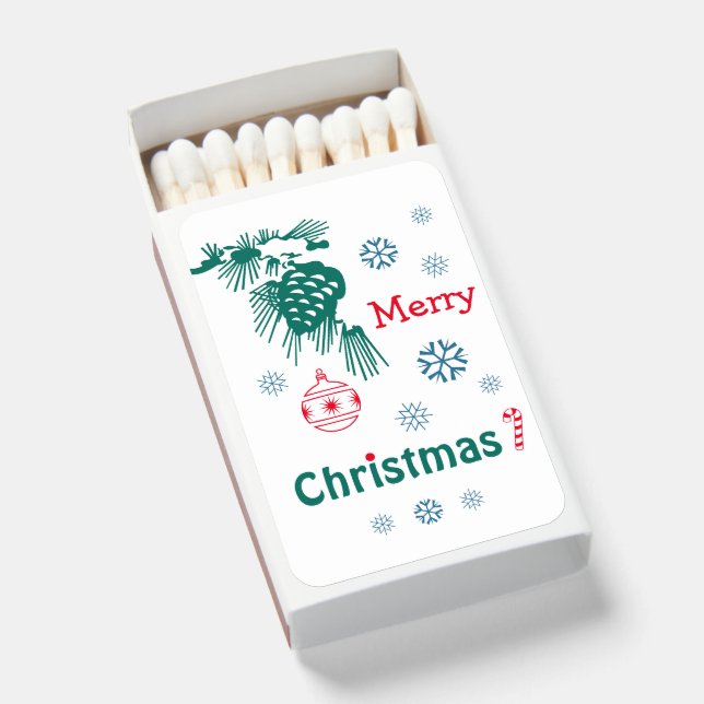 Green Red Blue Merry Christmas Matchboxes (Front Open)