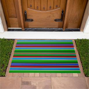 Green Red Blue Mexican Sarape Doormat