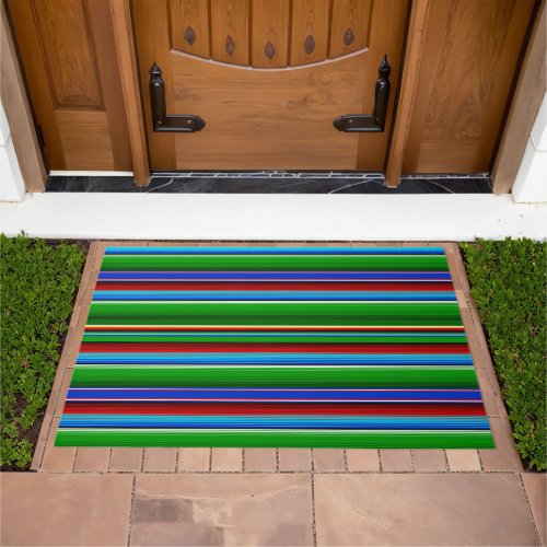 Green Red Blue Mexican Sarape Doormat