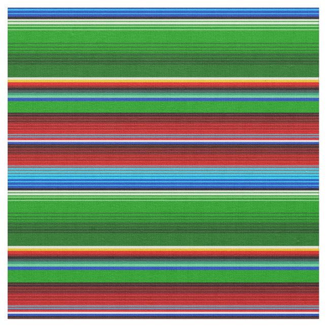 Green Red Blue Mexican Sarape Fabric (Close Up)