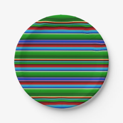 Green Red Blue Mexican Sarape Paper Plates