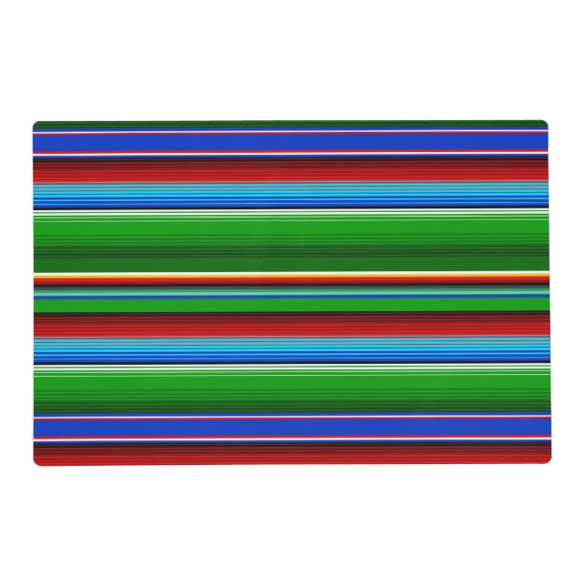 Green Red Blue Mexican Sarape Placemat (Back)