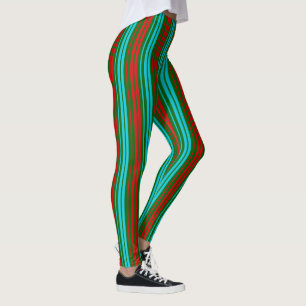 Green Red Blue Stripes Pattern   Leggings