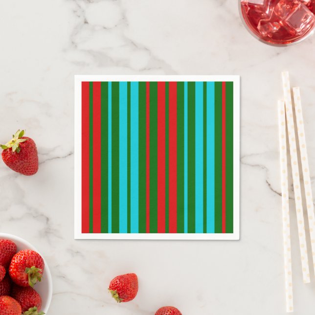 Green Red Blue Stripes Pattern   Napkins (Insitu)