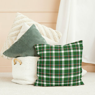 Green Red Blue White New England Tartan Pattern Throw Pillow