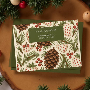 Green Red Botanical Holiday Pretty Elegant Floral  Envelope