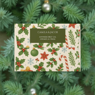 Green Red Botanical Holiday Pretty Elegant Floral  Envelope