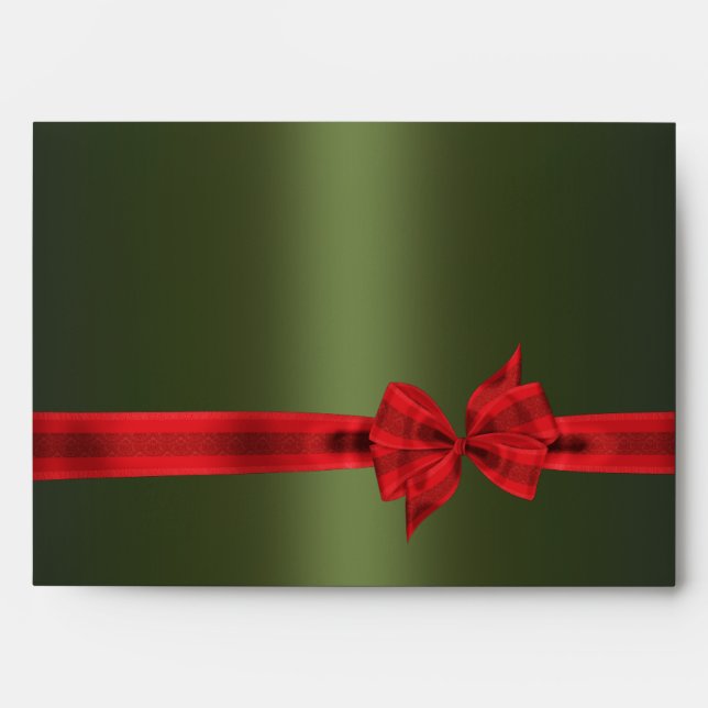 Green & Red Bow Christmas Envelopes (Front)