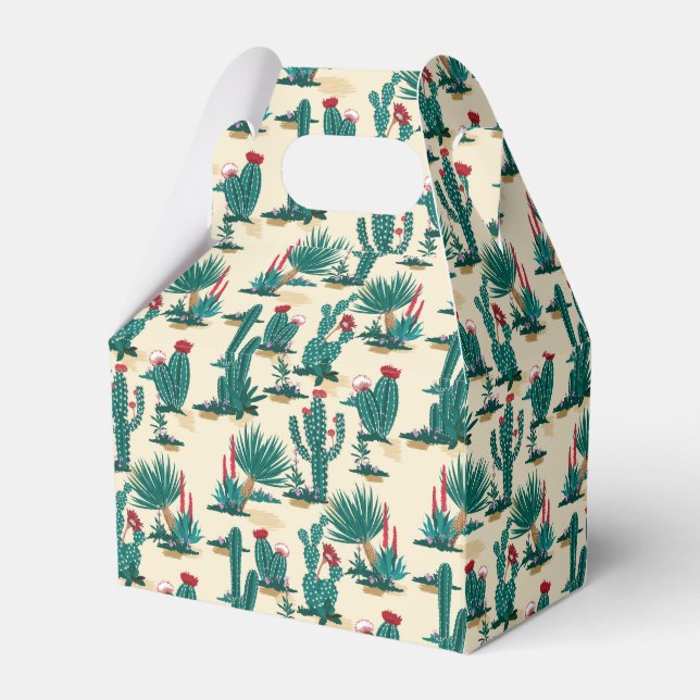 Green & Red Cactus Pattern Favor Boxes (Front Side)