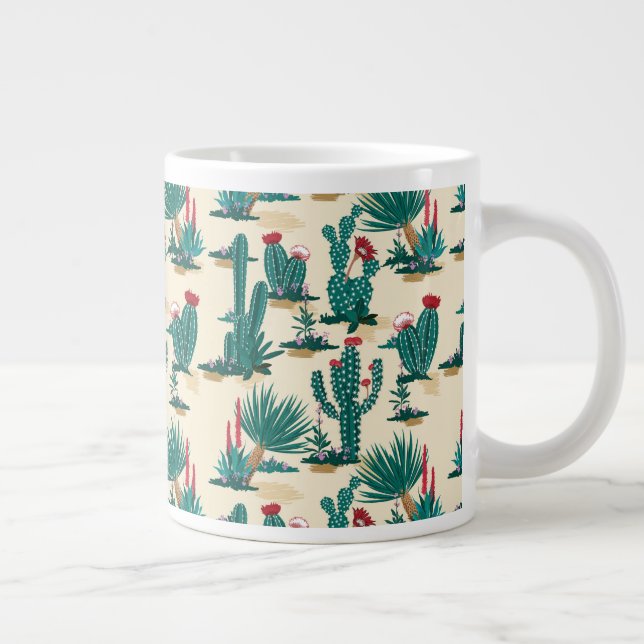 Green & Red Cactus Pattern Giant Coffee Mug (Right)