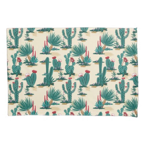 Green  Red Cactus Pattern Pillow Case