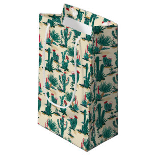 Green & Red Cactus Pattern Small Gift Bag