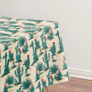 Green & Red Cactus Pattern Tablecloth