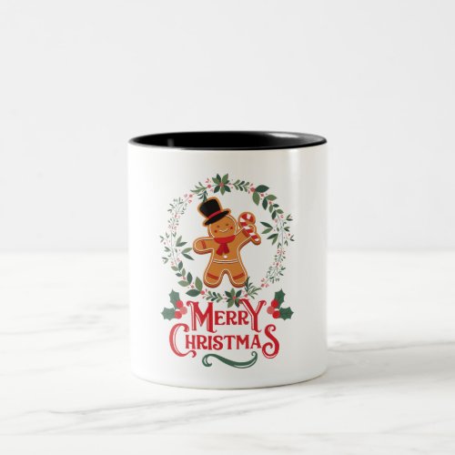 Green Red Cartoon Cute Gingerbread Character  Two_Tone Coffee Mug