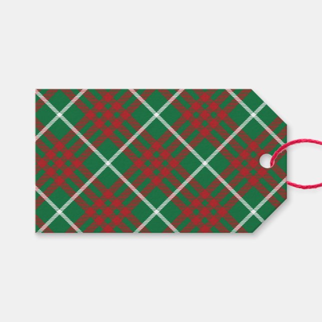 Green & Red Check Gift Tags (Front (Horizontal))