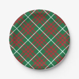Green & Red Check Paper Plates
