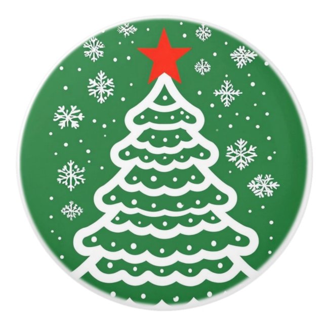 Green & Red Christmas Ceramic Knob (Front)