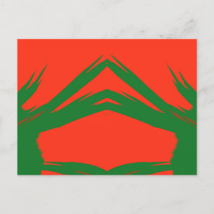 ~ Green Red Christmas Fractal Design ~ Postcard