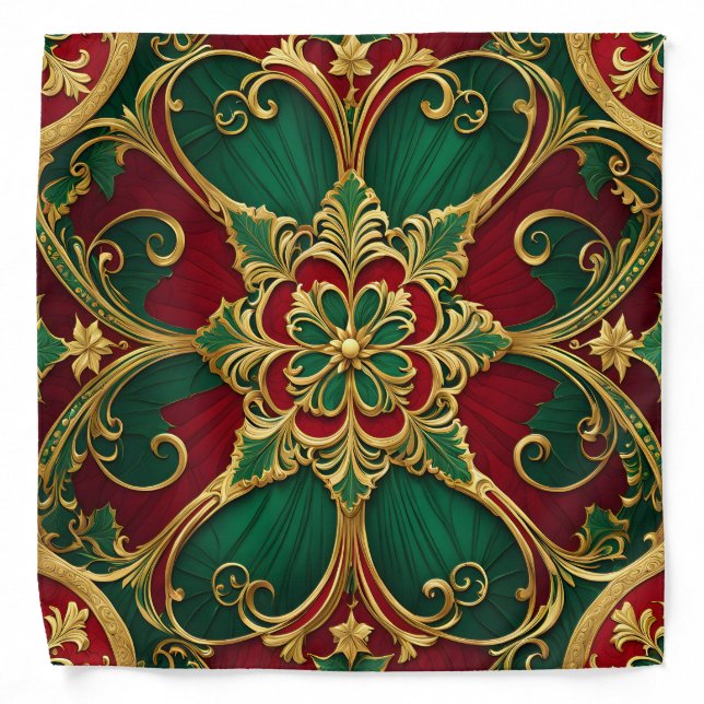 Green Red Christmas Holiday Bandana (Front)