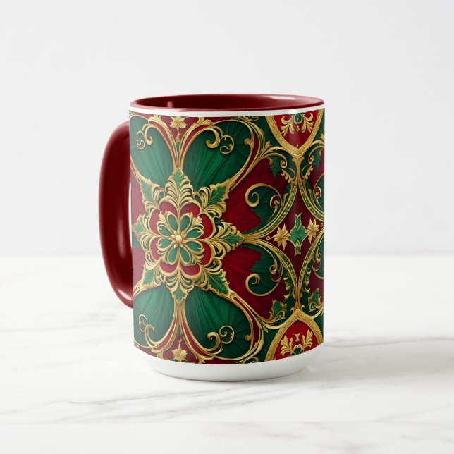 Green Red Christmas Holiday Mug (Front Left)