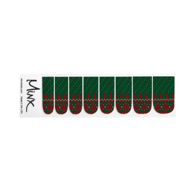 Green Red Christmas Holiday Nails Minx Nail Art (Right Hand)