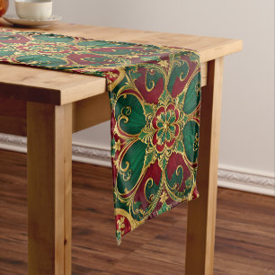 Green Red Christmas Holiday Table Runner