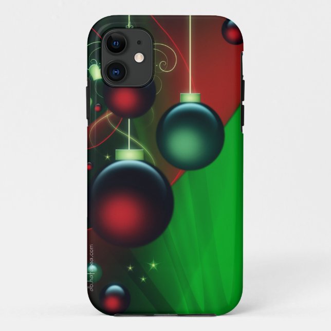 Green & Red Christmas Ornaments Case-Mate iPhone Case (Back)