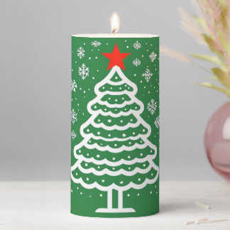 Green & Red Christmas Pillar Candle