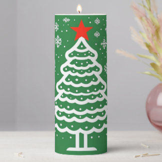Green & Red Christmas Pillar Candle