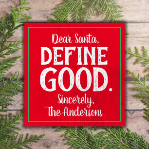 Green Red Christmas Quote Dear Santa Wooden Box Sign