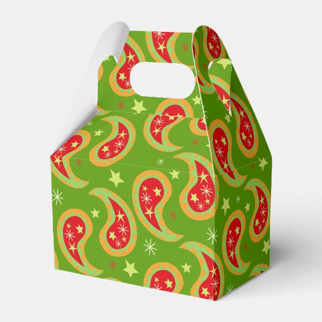 Green red Christmas star paisley gift box (Front Side)