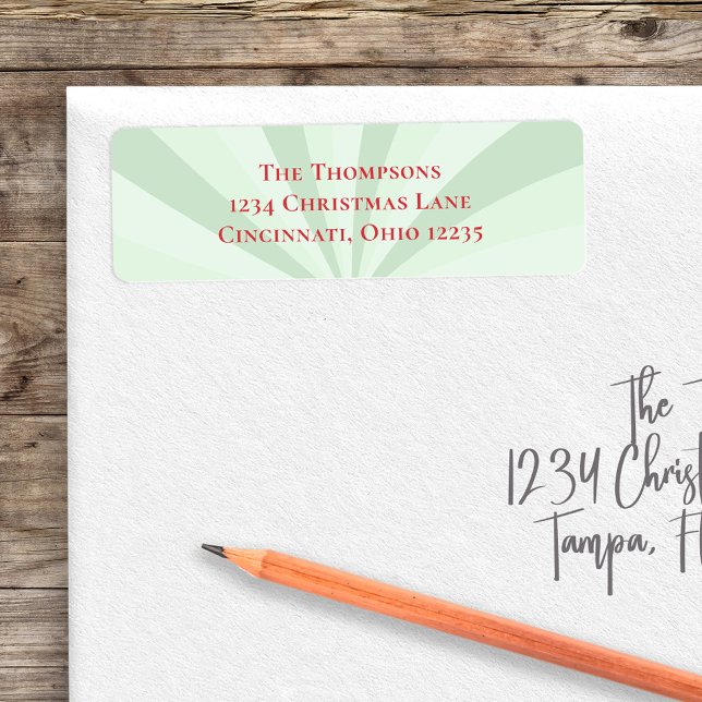 Green Red Christmas Stripe Pattern Custom Label (Whimsical cute Christmas Holiday Green Return Address Labels. )