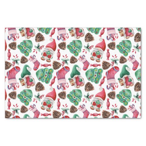 Green  Red Christmas Symbols  Tissue Paper