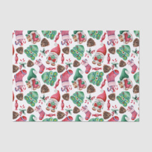 Green & Red Christmas Symbols Tissue Paper