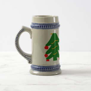 Green red christmas tree merry Christmas add name  Beer Stein