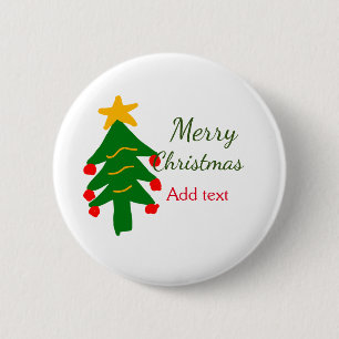 Green red christmas tree merry Christmas add name Button