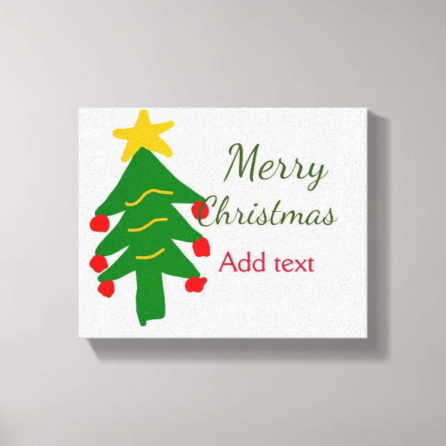 Green red christmas tree merry Christmas add name  Canvas Print (Front)