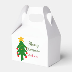 Green red christmas tree merry Christmas add name Favor Boxes