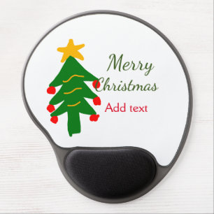 Green red christmas tree merry Christmas add name Gel Mouse Pad