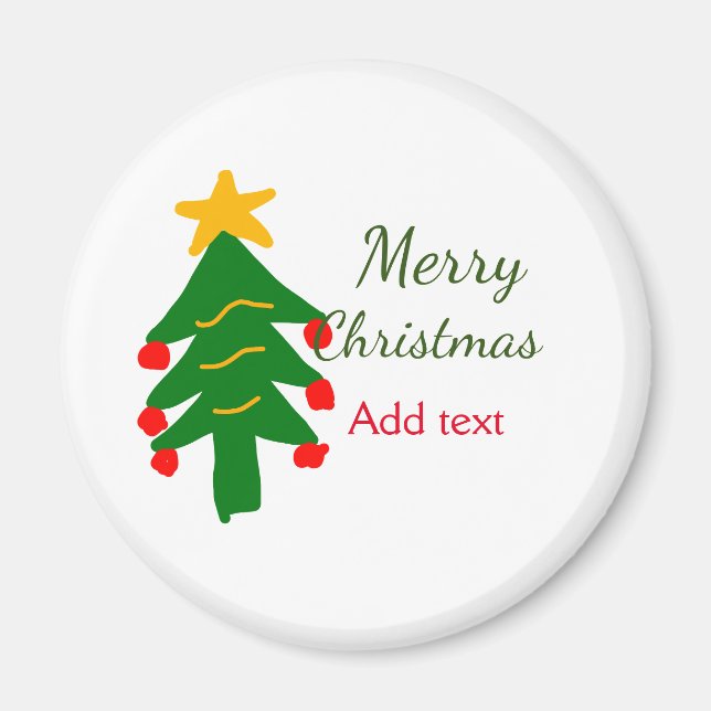 Green red christmas tree merry Christmas add name  Magnet (Front)