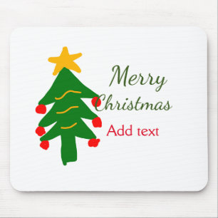 Green red christmas tree merry Christmas add name Mouse Pad