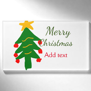 Green red christmas tree merry Christmas add name Tag