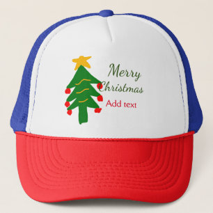 Green red christmas tree merry Christmas add name Trucker Hat