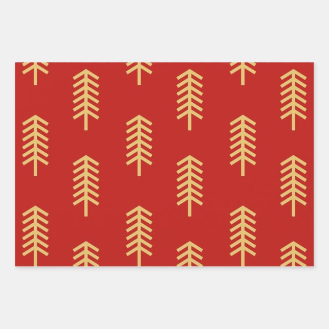 Green Red Christmas Tree Perfect Christmas Gift Wrapping Paper Sheets (Front)