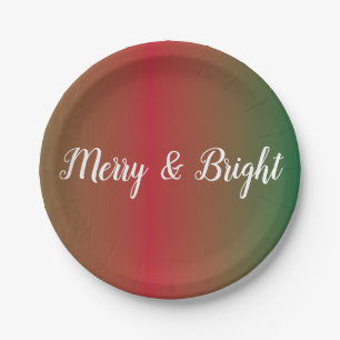 Green, Red Color Fade Festive Holiday Christmas Paper Plates